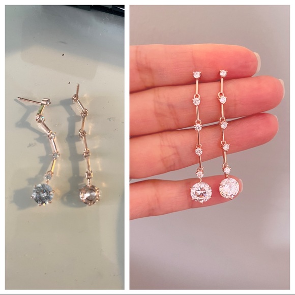 Luxury Shiny Crystal Dropped Earrings (Rosegold finish) - Picture 5 of 5